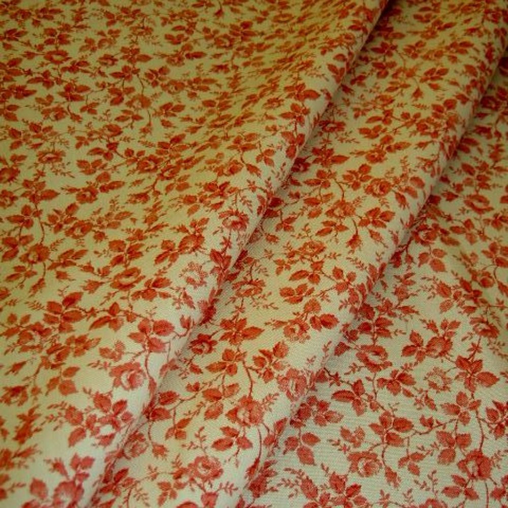 2.5 Yds Cotton Sweetie Red Floral Fabric - Picture 3 of 5